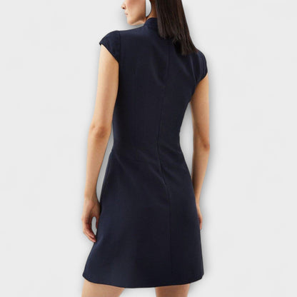 Elowen - Military-Inspired Patchwork Mini Dress with High Neck