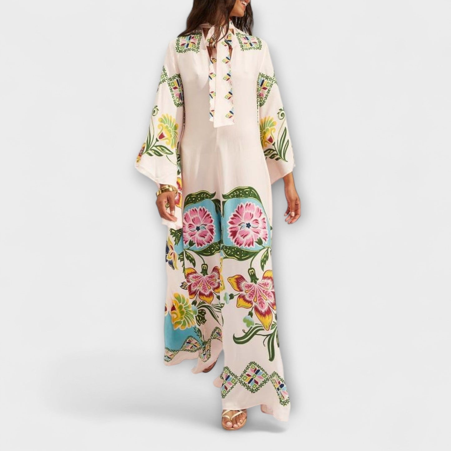 Lisa - Elegant Floral Print Maxi Dress with Flowing Design