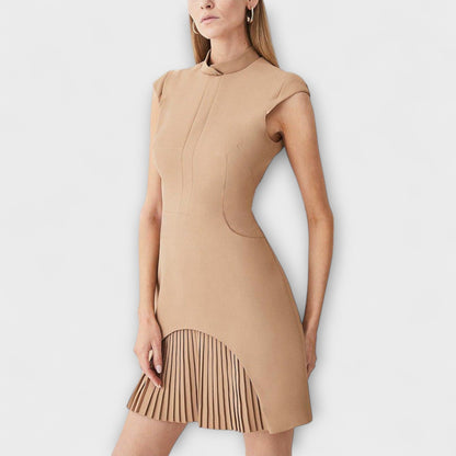 Elowen - Military-Inspired Patchwork Mini Dress with High Neck