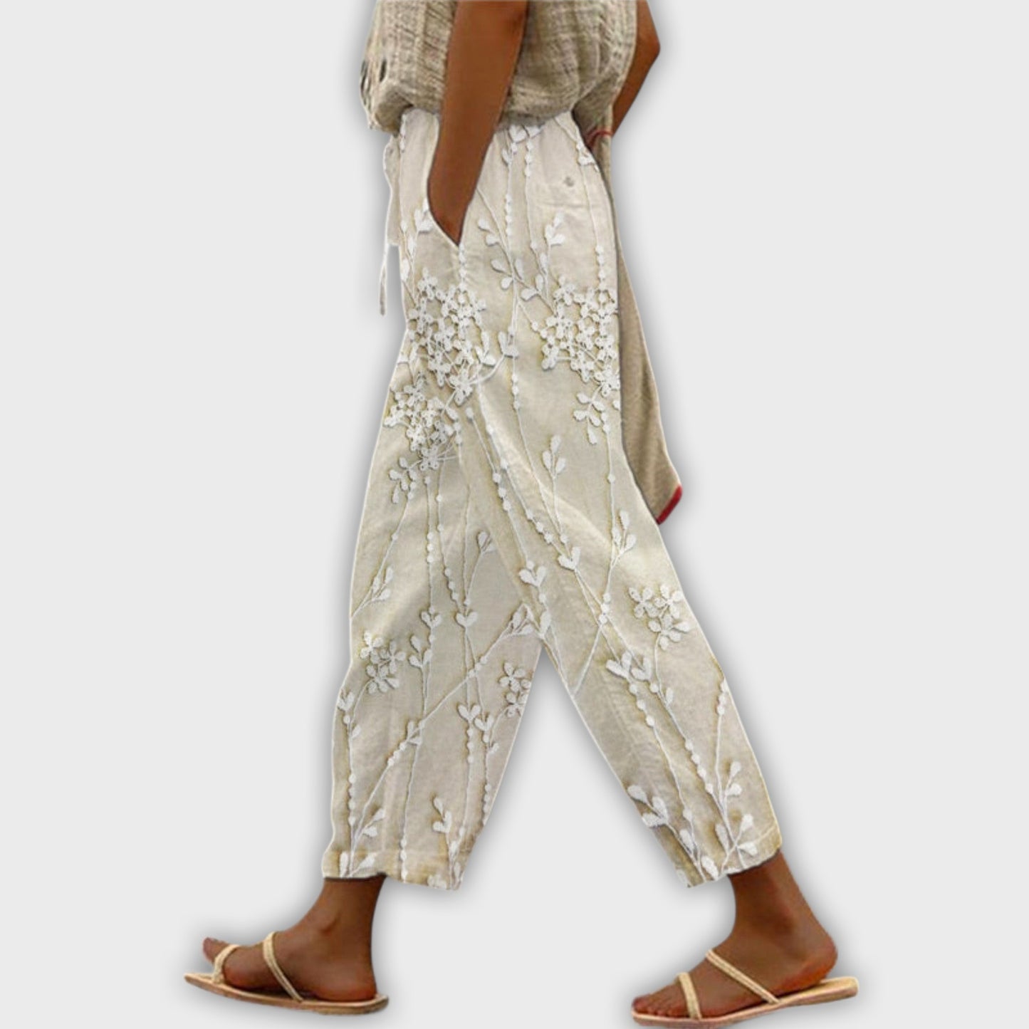 Zoey - Grape Leaf Pattern Printed Pants