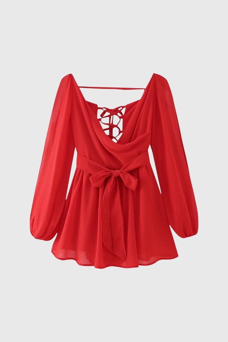 Mini dresses with a V-neck and light sleeves