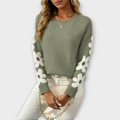 Silke - Soft Knit Sweater with Floral Pattern