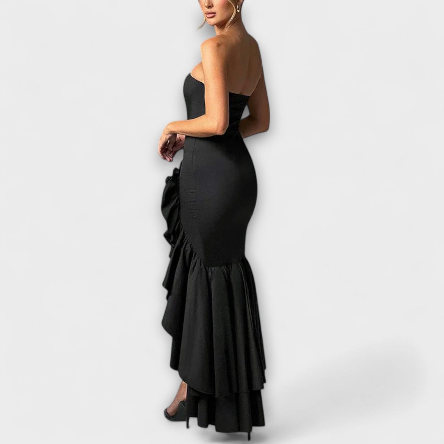 Zuri - Off-Shoulder Slim Fit Maxi Dress with Asymmetrical Hemline