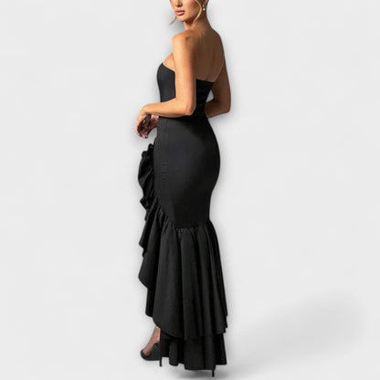 Zuri - Off-Shoulder Slim Fit Maxi Dress with Asymmetrical Hemline