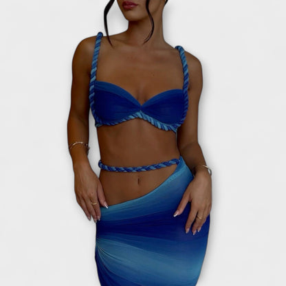 Jane - Stylish Gradient Braid Crop Top and Overskirt Set