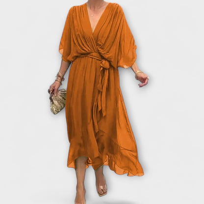 Amoura - V-Neck Chiffon Dress