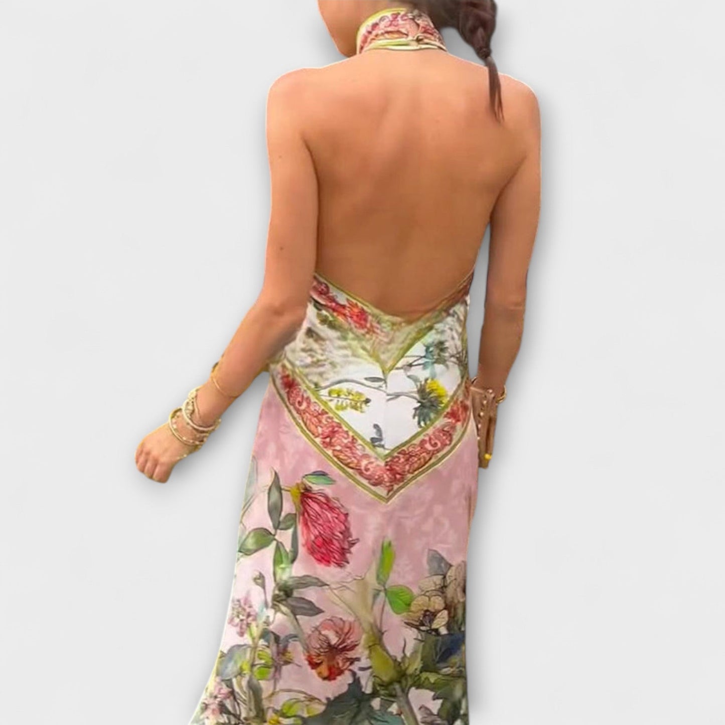 Ayla - Floral Print Sleeveless Open Back Maxi Dress