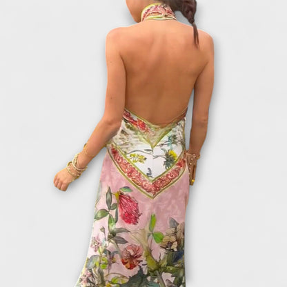 Ayla - Floral Print Sleeveless Open Back Maxi Dress