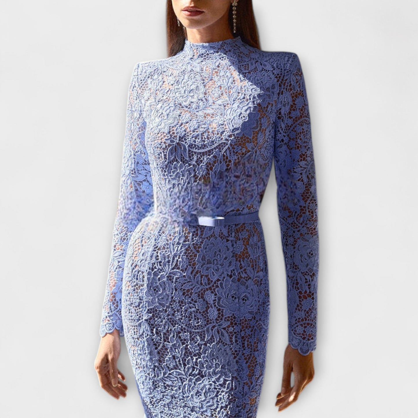 Freya - Elegant Floral Lace Midi Dress