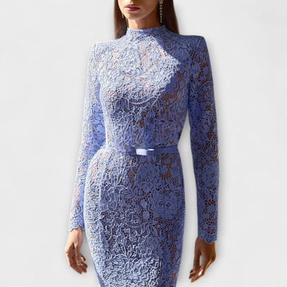 Freya - Elegant Floral Lace Midi Dress