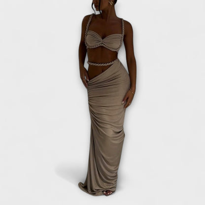Jane - Stylish Gradient Braid Crop Top and Overskirt Set