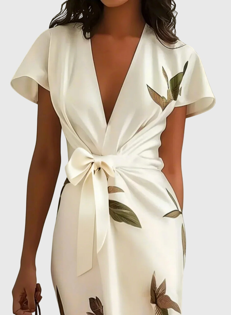 Elegant White Satin Dress