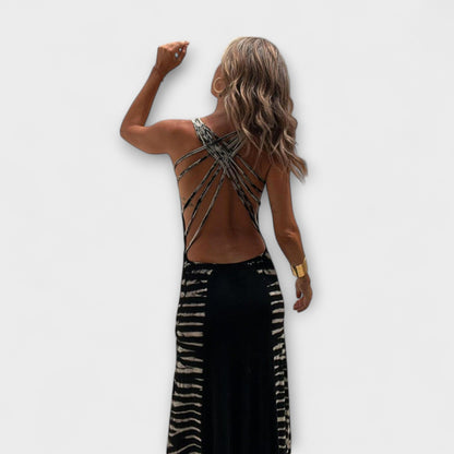 Livia - Maxi Dress with Starry Sky Tie-Dye Design