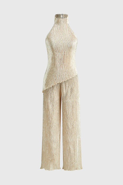 Elegant Pillarika Set with Asymmetrical Top and Flowing Pants