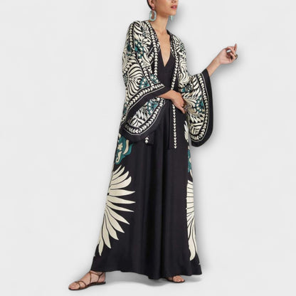 Giselle - Stylish Floral Print Flowy Maxi Dress