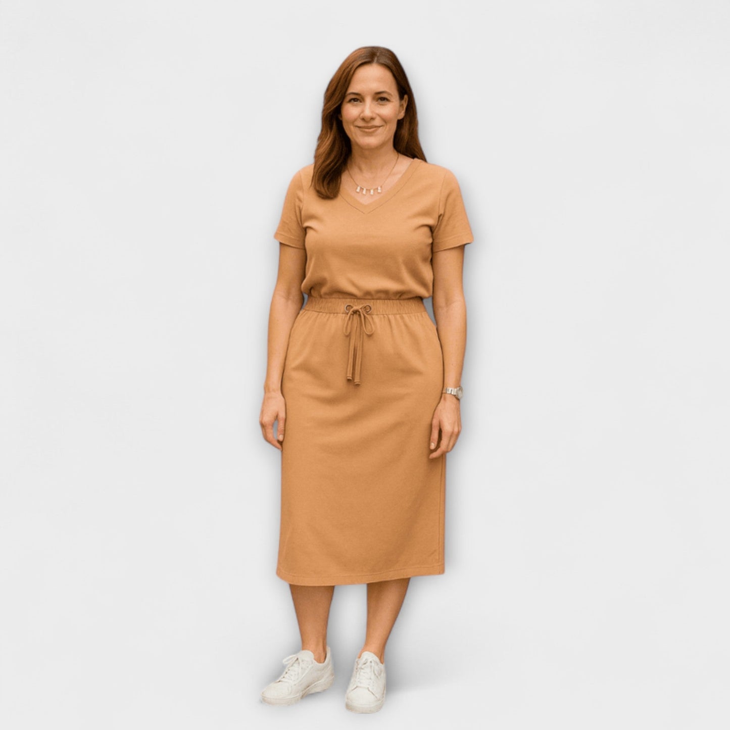 Danielle - Stylish V-Neck Top with Skirt