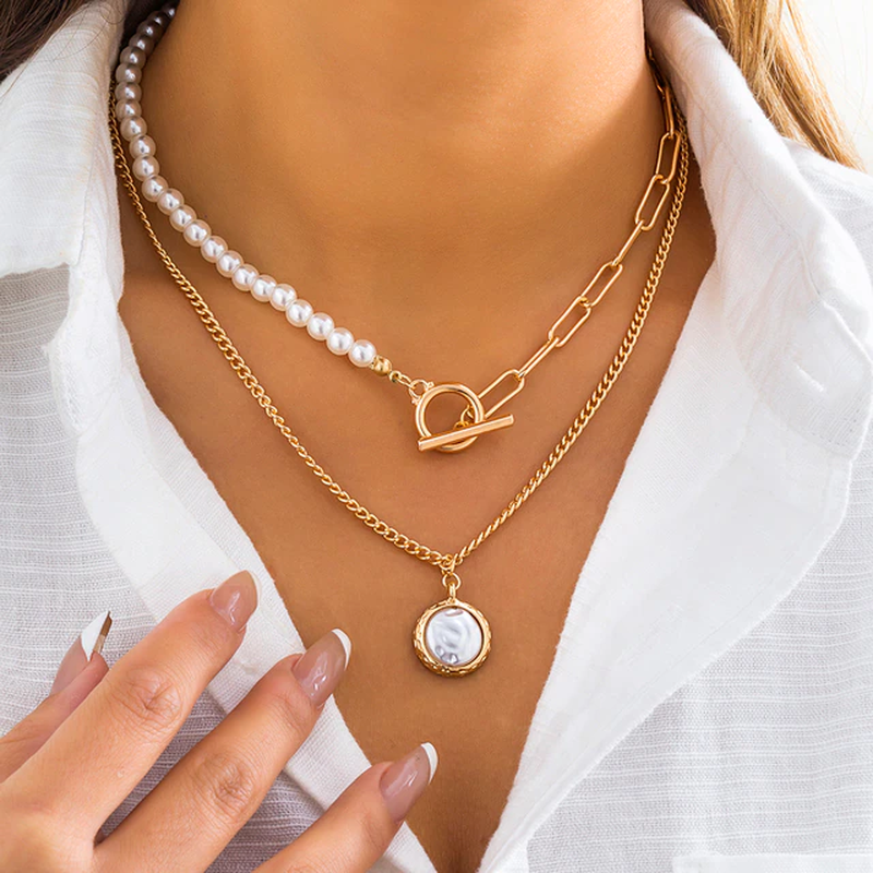 Layered Vintage Pearl Necklace