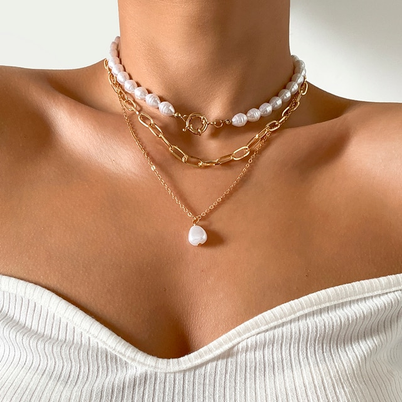 Layered Vintage Pearl Necklace
