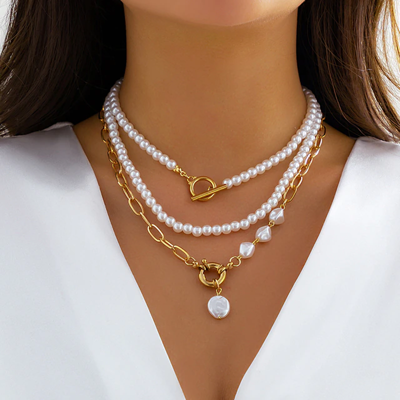 Layered Vintage Pearl Necklace