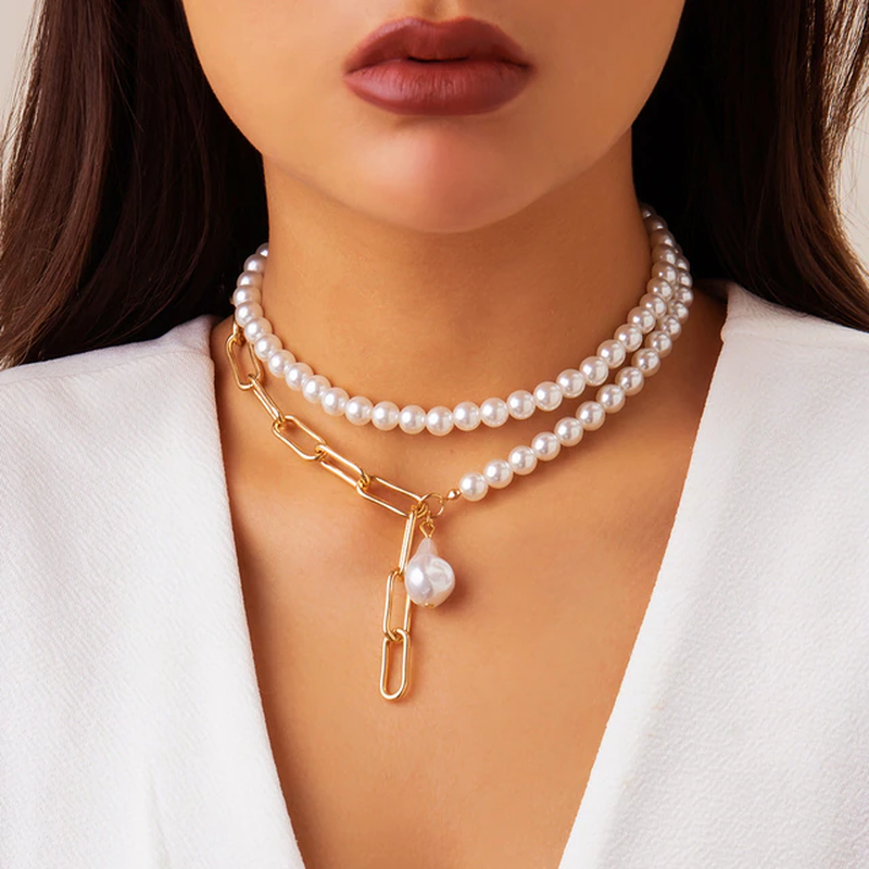 Layered Vintage Pearl Necklace