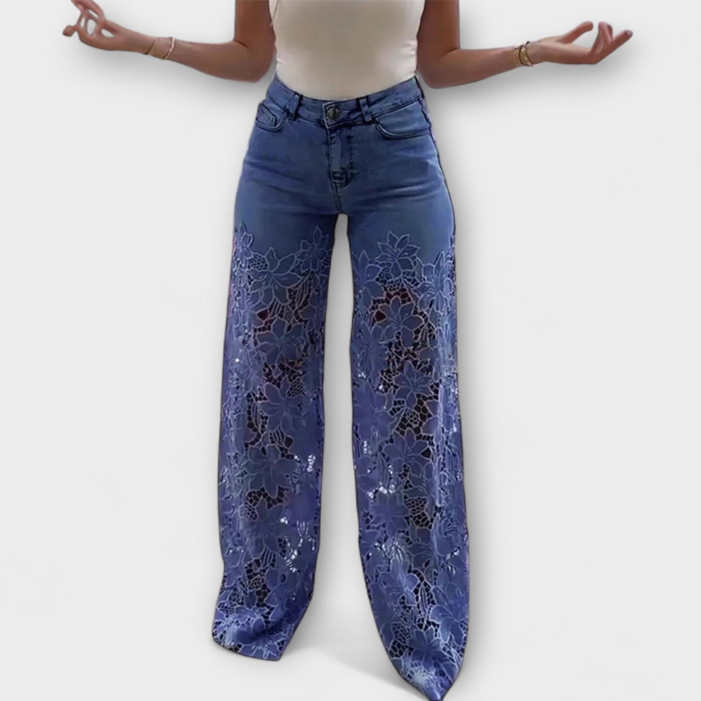 Chic Lace Patchwork Jeans